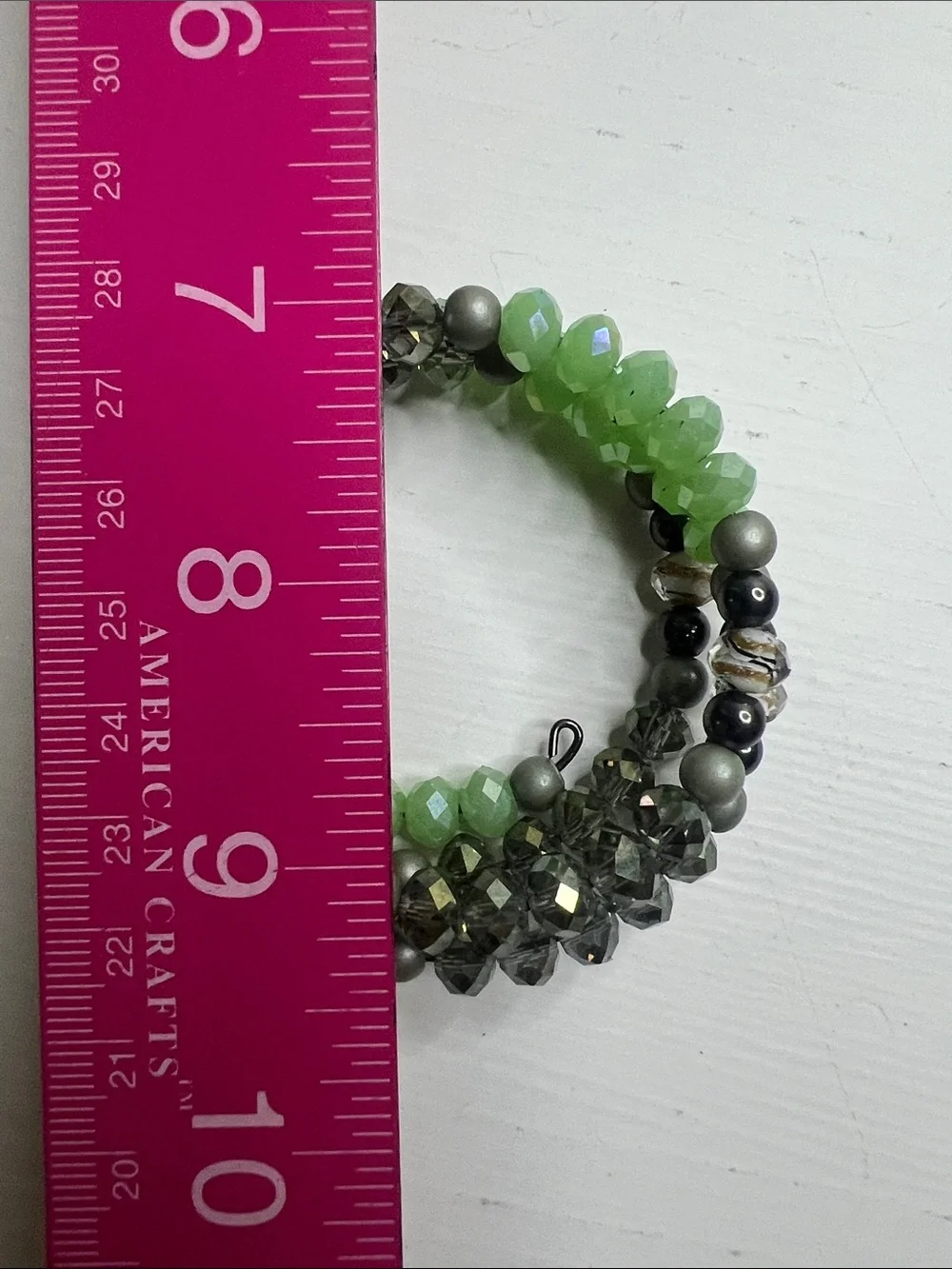 Green Multicolored Beaded Stretch Wrap